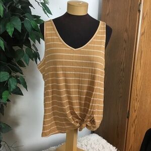 So XL camel stripe double v neck tank top (knotted front can be undone)